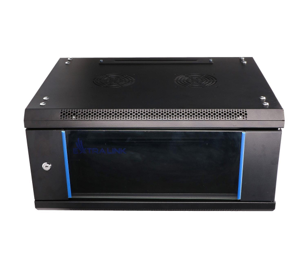 Extralink Szafka wisząca rack 4U 600x450 czarna szklane drzwi EX.2886 - 484910 - zdjęcie 3